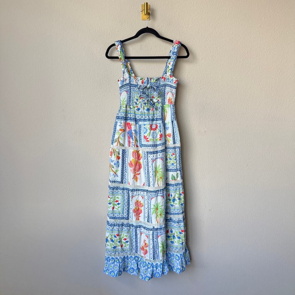 FARM Rio Tropical Tiles Square Neck Maxi Dress Size S - Picture 3 of 8